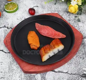 New 1pc BBQ Steak Nonstick Plate/ Pan With Wooden Base