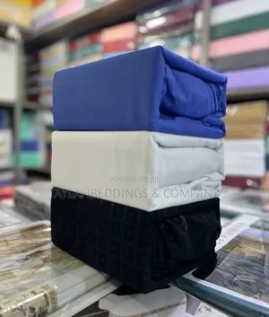 Blue, White, Black Fitted Bedsheets Cotton 4pcs