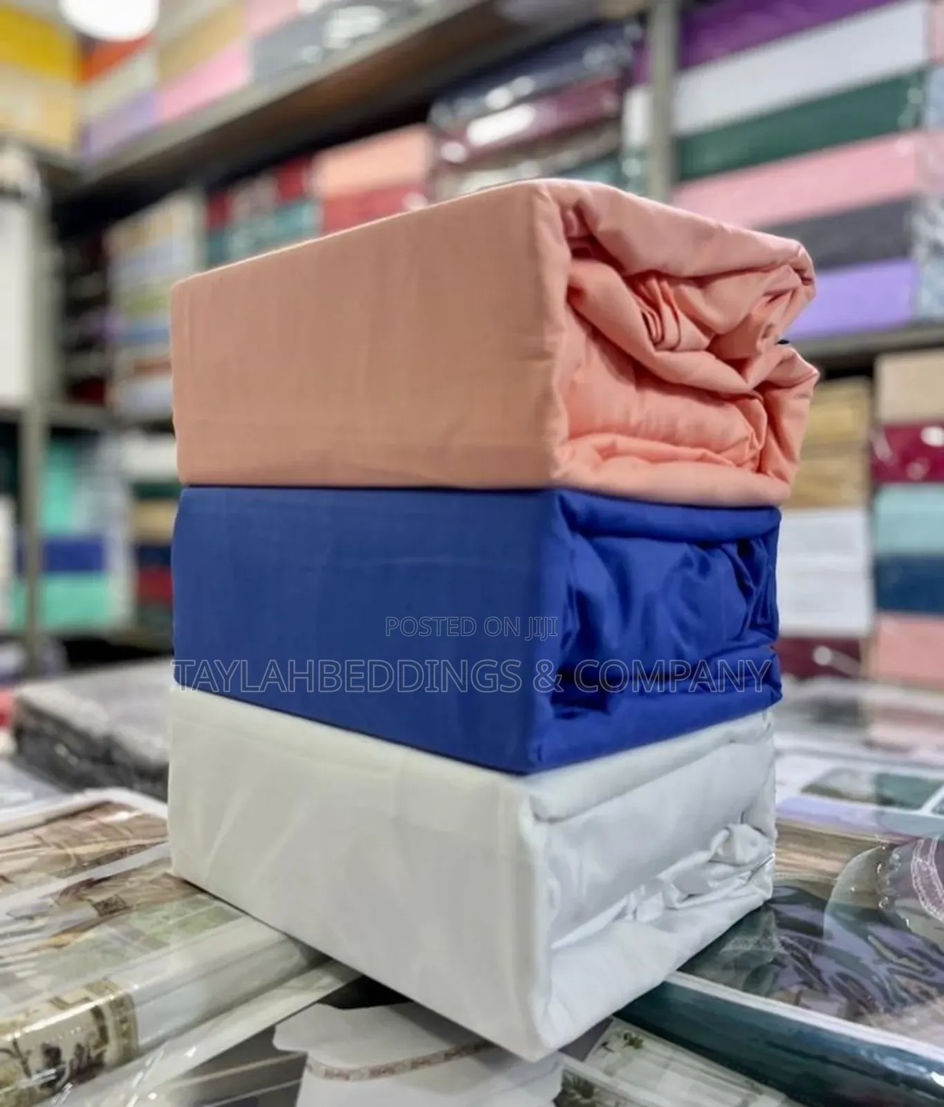 4pcs Orange, Dark Blue, White Fitted Bedsheets All Sizes