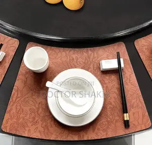 New Design 12pcs Leather Fan-Shaped Table Placemats