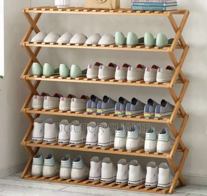 Durable Foldable Eco-Friendly Bamboo Shoe Rack