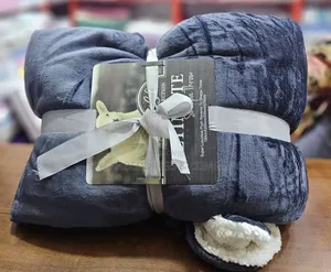 Super Soft Navy Blue Double Sided Fleece Throw Blanket