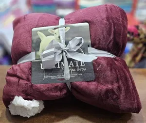 Super Soft Double Sided Fleece Throw Blanket-Maroon