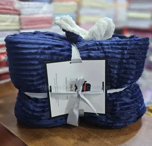 Soft Blanket Fleece Cozy Warm Chic Dark Blue Large