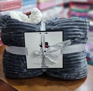 Super Soft Faux Fur Chunky Ribbed Mink Fleece Blanket Gray