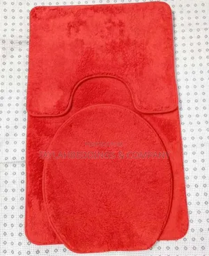 Toilet Bath Mat 3 Pieces - Red