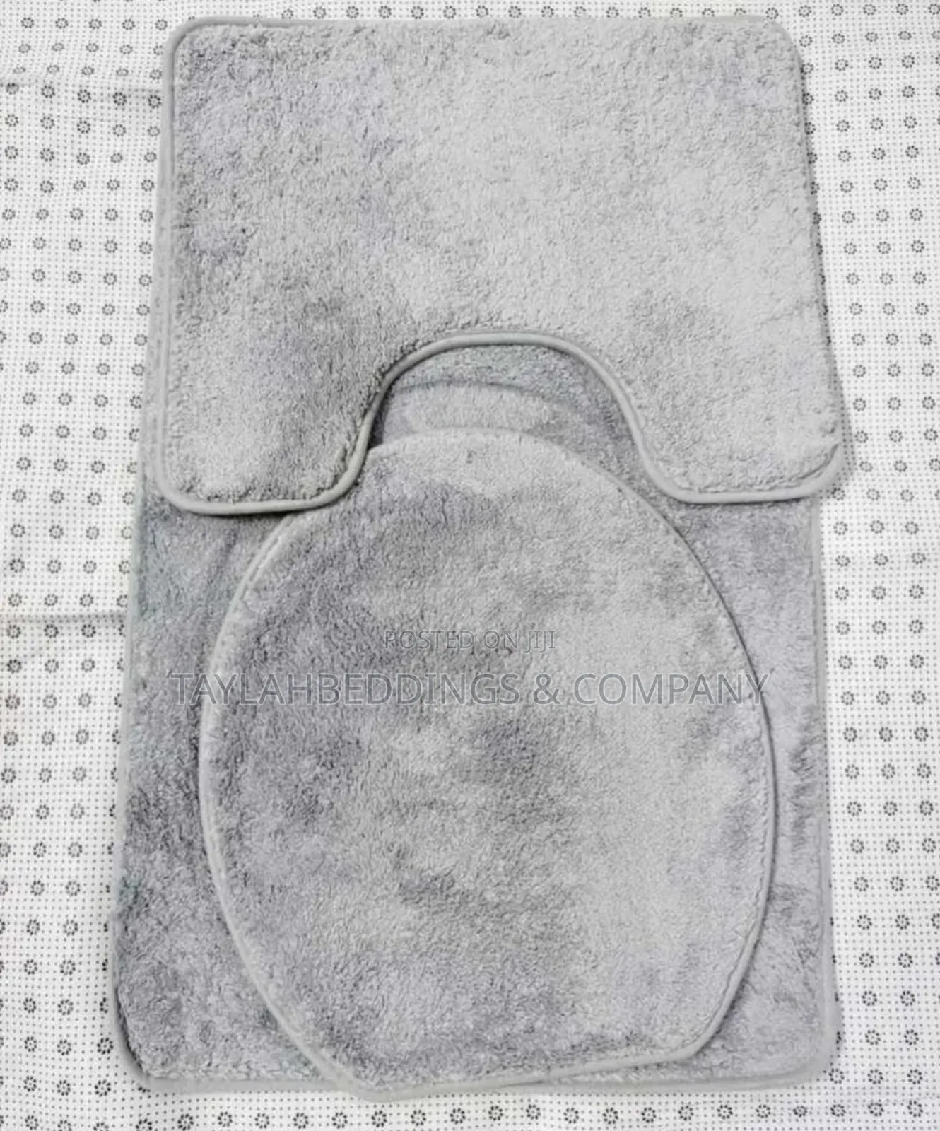 Light Gray Toilet Bath Mat 3 Pieces