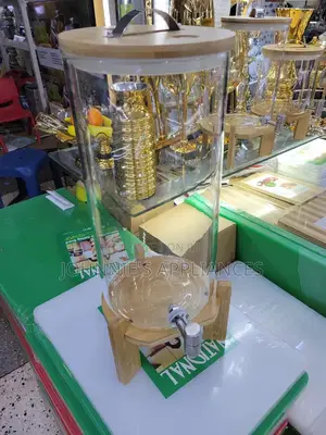 Unique Juice/ Water Dispenser Glass With Bambo Stand