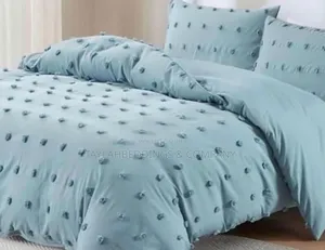 Light Blue Tufted Comforter Set, 6 Piece Luxury Embroidered
