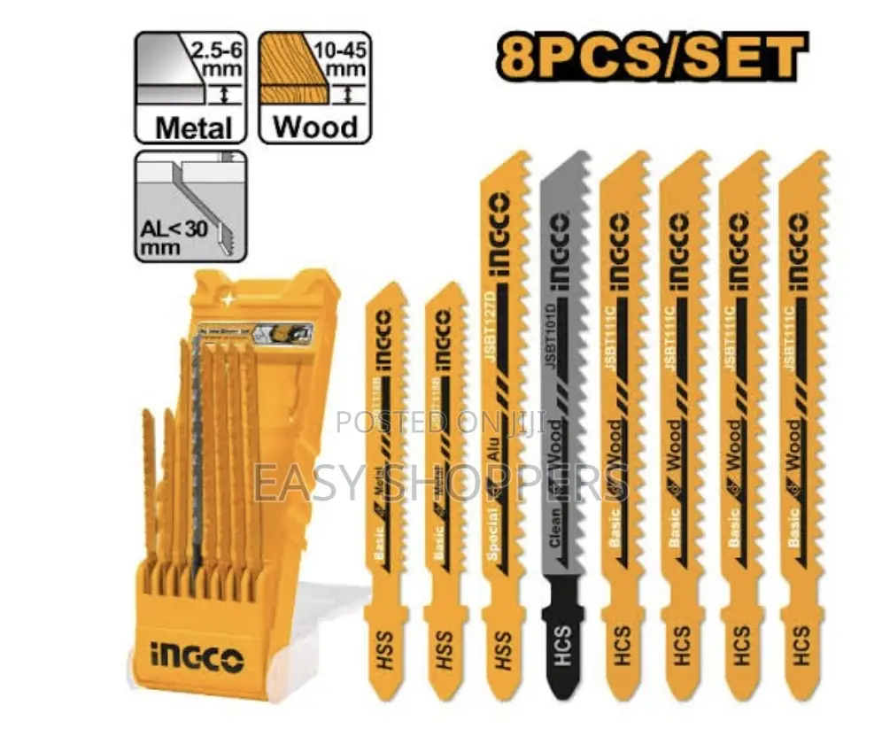 Ingco 8PCS Jig Saw Blades Set Metal And Wood