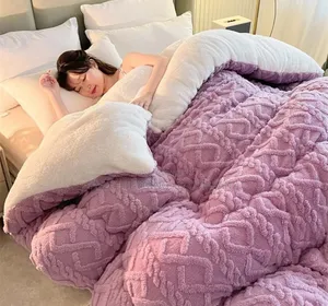 3pc Comforter Duvet- Tufted Fleece Comforter - Pink
