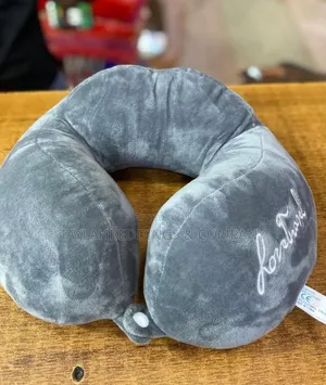 1pc Grey U-Shaped Pillow, Modern Embroidered Travel Pillow