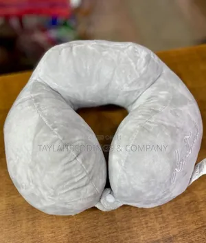 Light Gray U-Shaped Modern Letter Embroidered Travel Pillow