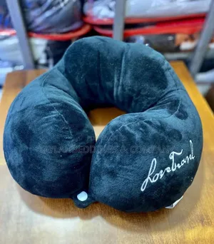1pc Blue U-Shaped Pillow, Modern Embroidered Travel Pillow