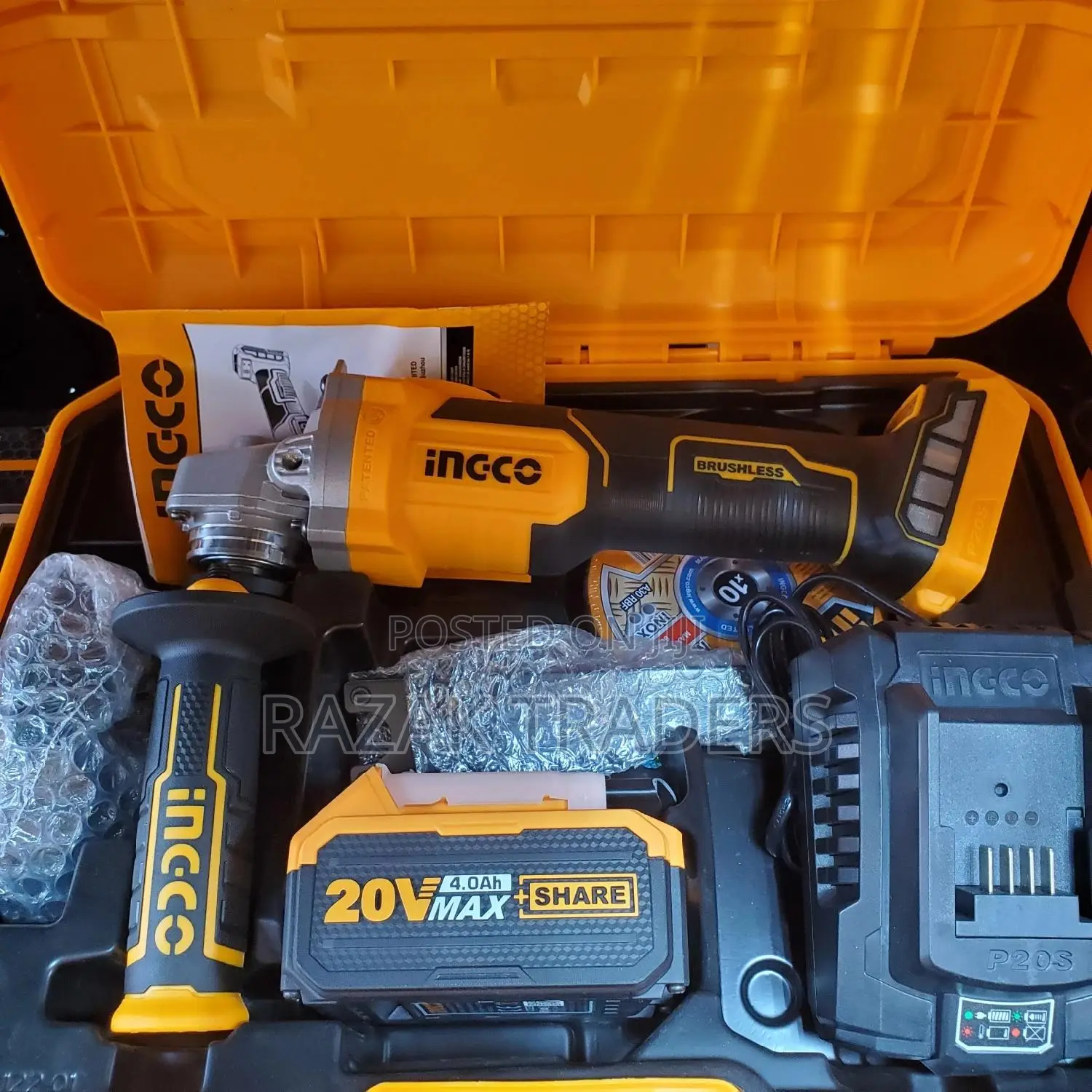 Ingco Industrial Lithium Iron Cordless Angle Grinder