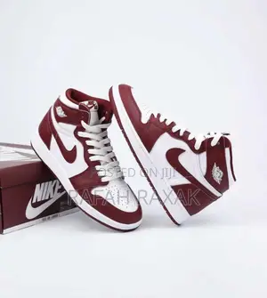 Original Unisex Nike Air Jordan 1 Maroon/White Sneakers