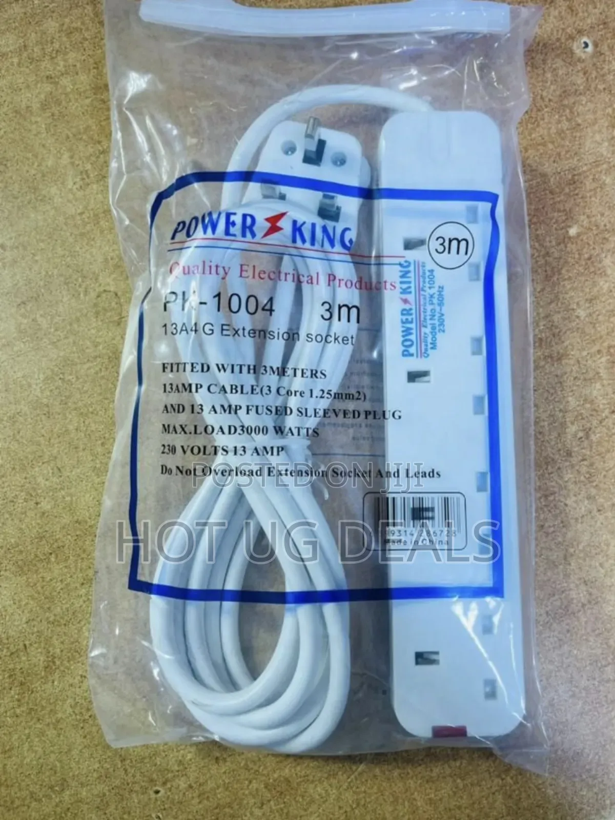 Power King Extension Cable 4 Way - White