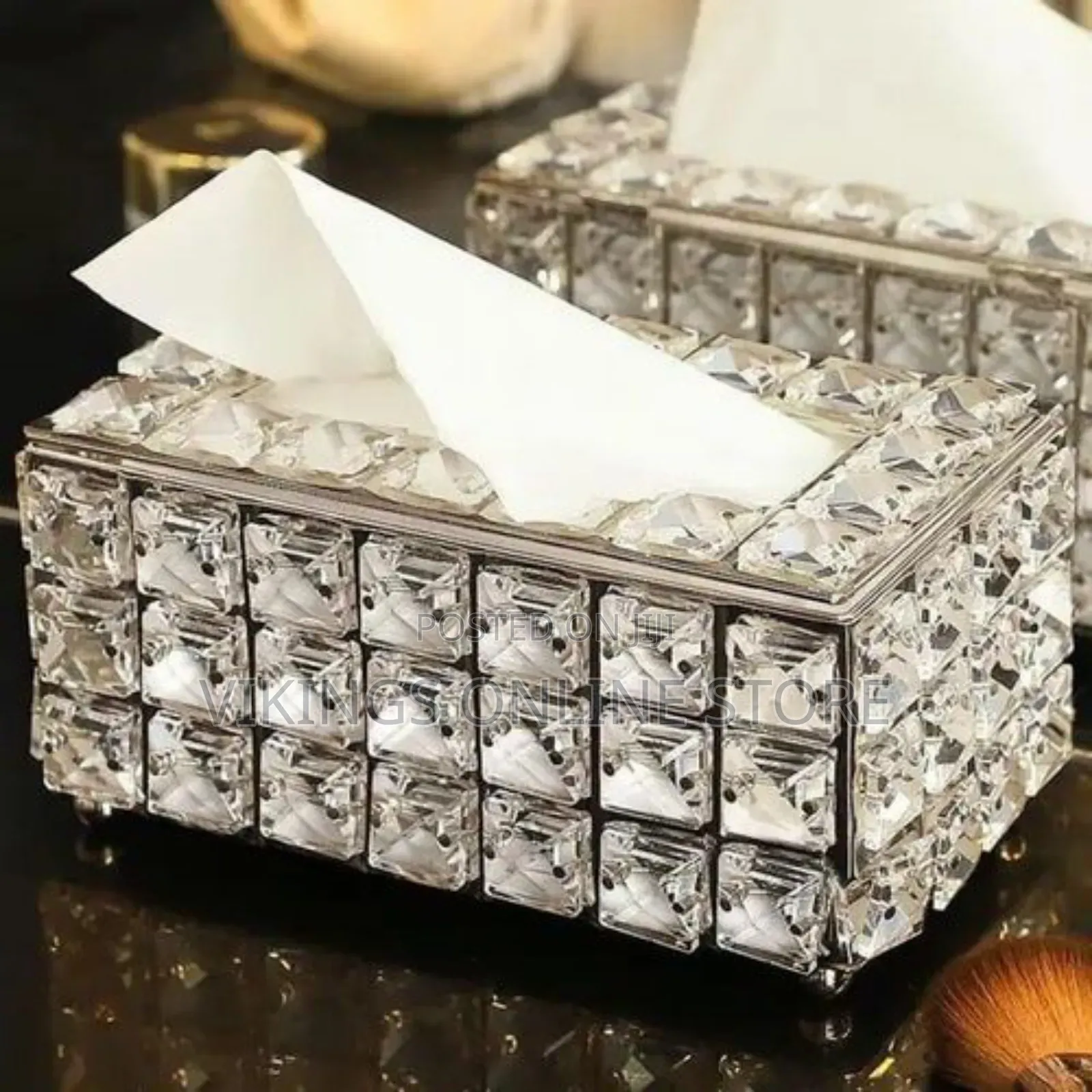 Crystal Serviette Holder-silver