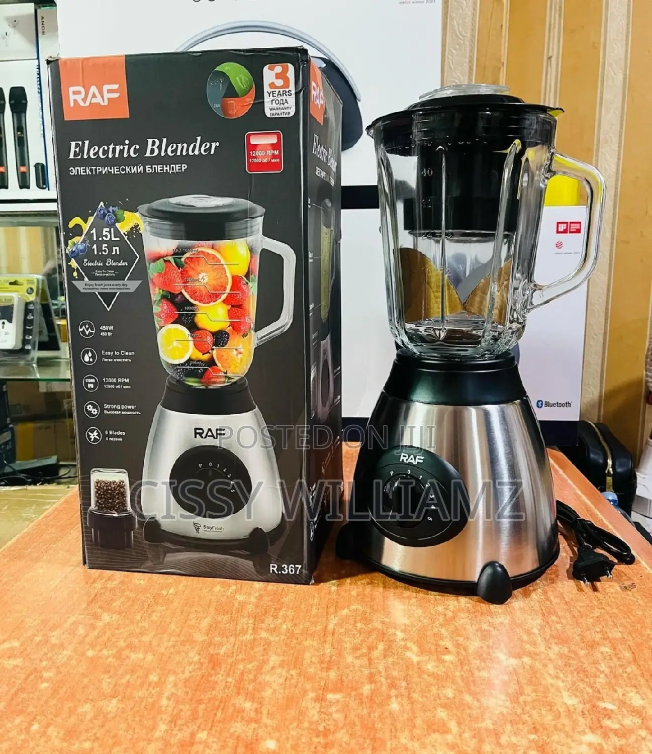 1.5l RAF Electric Glass Blender/Raf Electric Juice Blender