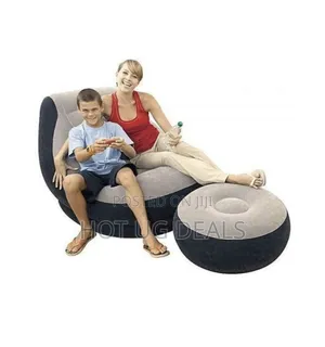 Inflatable Flocking Air Chair With A Small Sitter - Grey