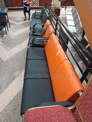 Orange and Black Office Sofa Set Five Seats