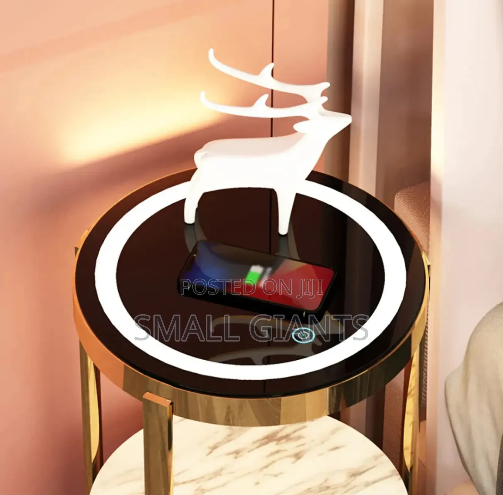 End Table LED Floor Lamp With Wireless Charging Station