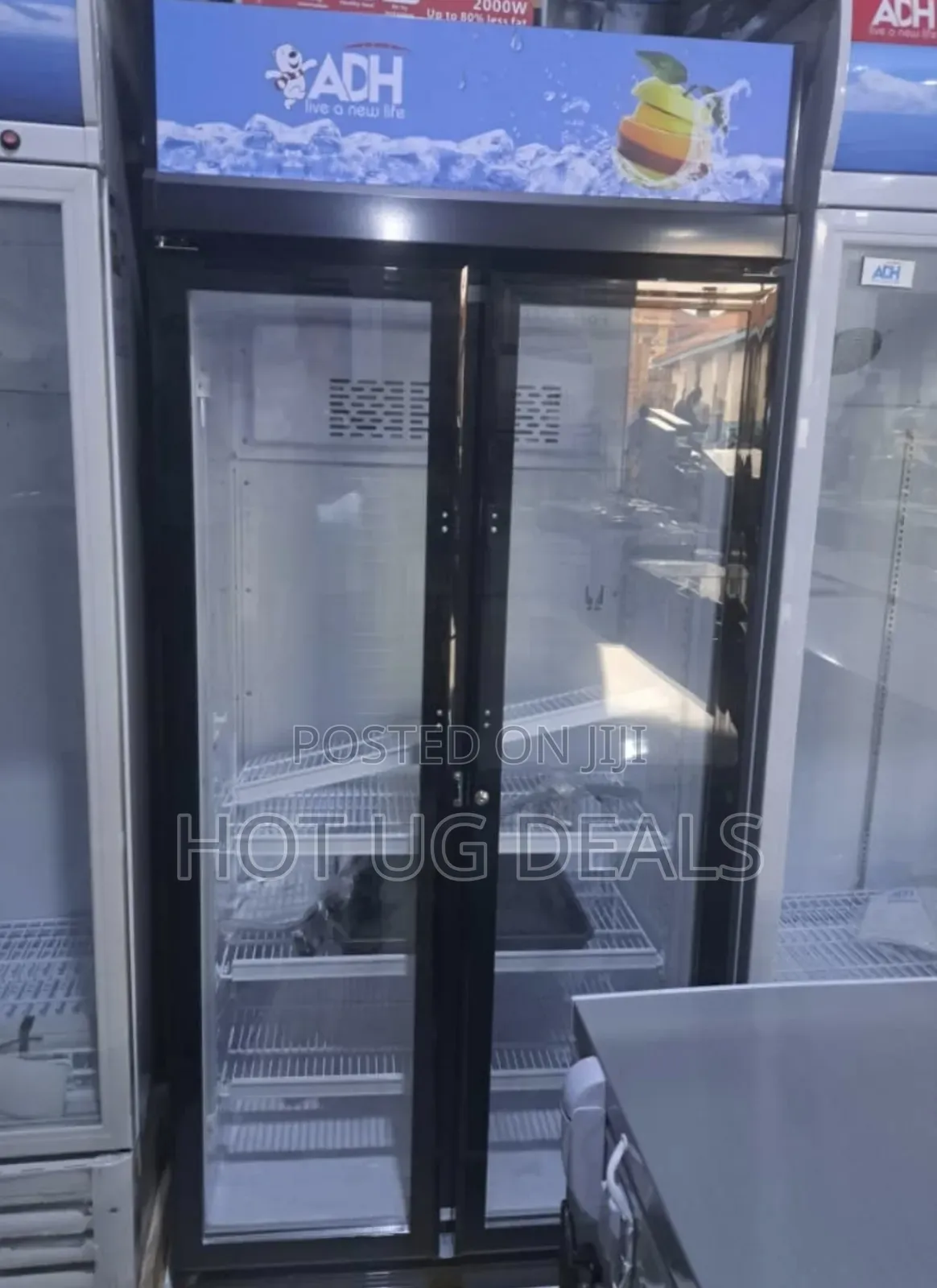 ADH 655 Liters Glass Two Door Display Showcase Refrigerator