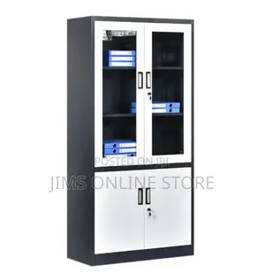 File Cabinet/ Steel Cabinet Half Glass-Grey and Off White