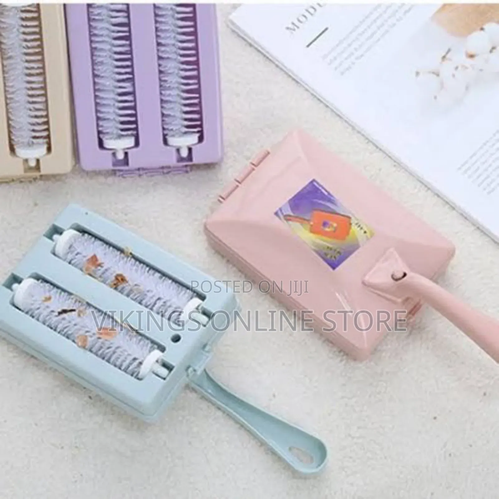 Carpet Cleaning Brush With Roller-Pink,Blue,Purple,