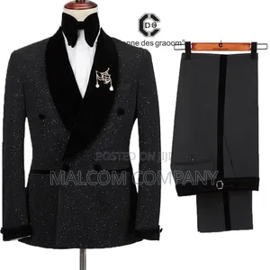 Black Shinny Men Wedding Tuxedo Suit.