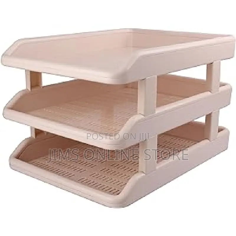 Deluxe Document Tray 3 Layer Hard Plastic-Biege