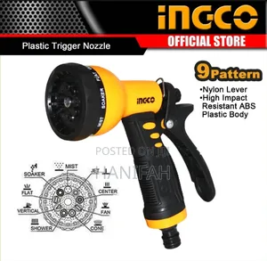 INGCO Plastic Trigger Nozzle Adjustable 9 Pattern Way Spray