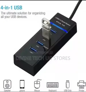 Hub 3.0 Super Speed 4ports Usb Hub-With Power (Black