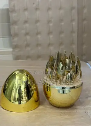 Golden Egg Shaped Forks Holder