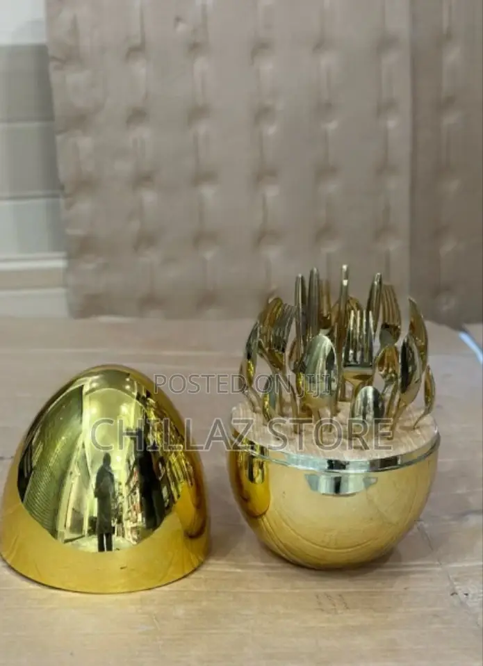 Golden Egg Shaped Forks Holder
