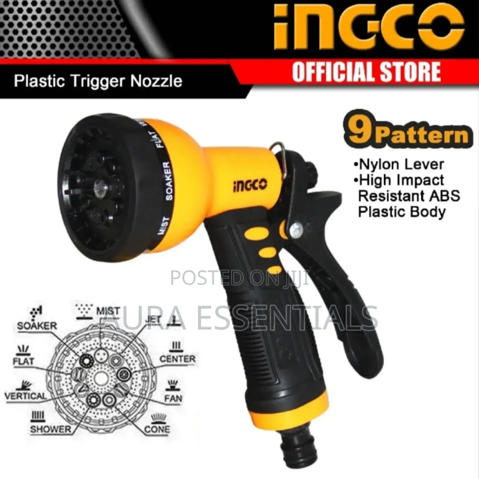 INGCO Plastic Trigger Nozzle Adjustable 9 Pattern