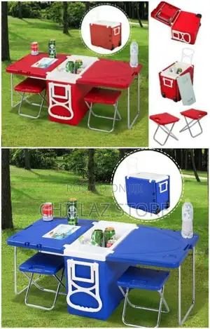 Adjustable Cooler Box With Foldable Camping Table