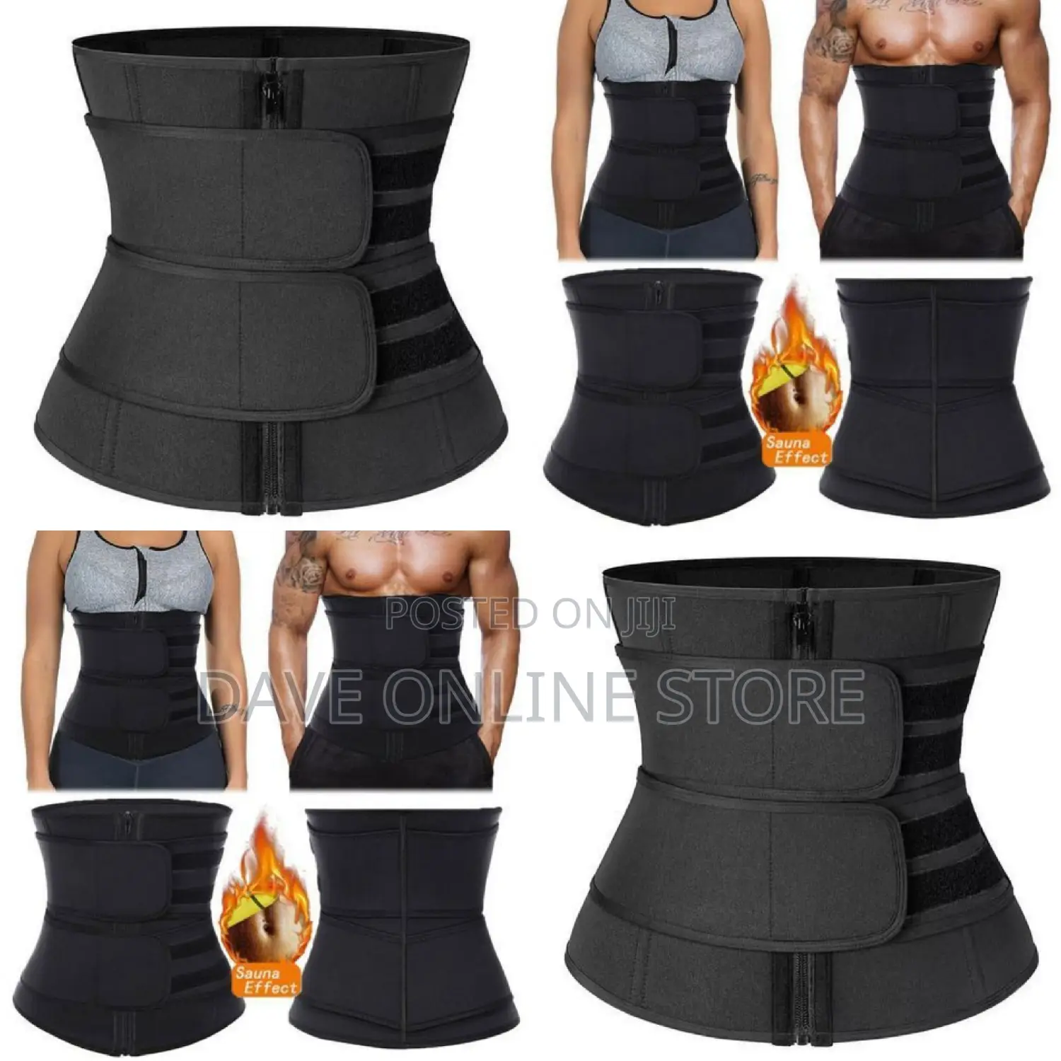 2 Strap Waist Trainer Slimming Belt - Black