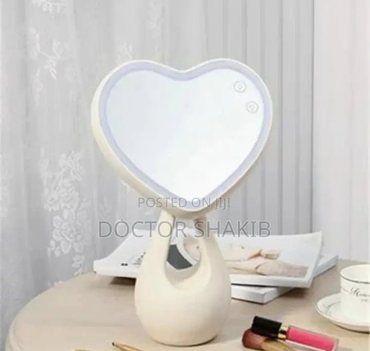 Rechargeable Heart Shaped Mirror Table Lamp