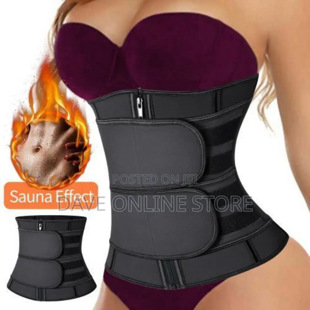 Slimming Sweat Waist Trainer Corset Trimmer Belts- Black.