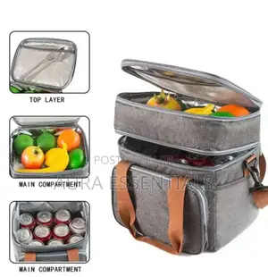 Double Layered Large Capacity Crossbody Insulated Lunch Bag