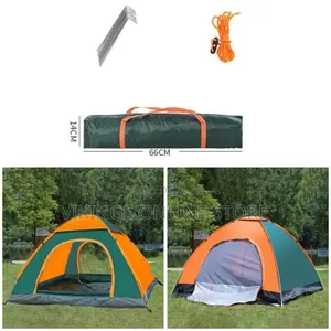Portable Family 1-4 Person Camping Tent - Green Orange