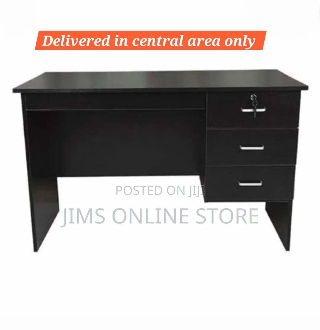 Office Table 120cm Black Colour, 3 Drawers