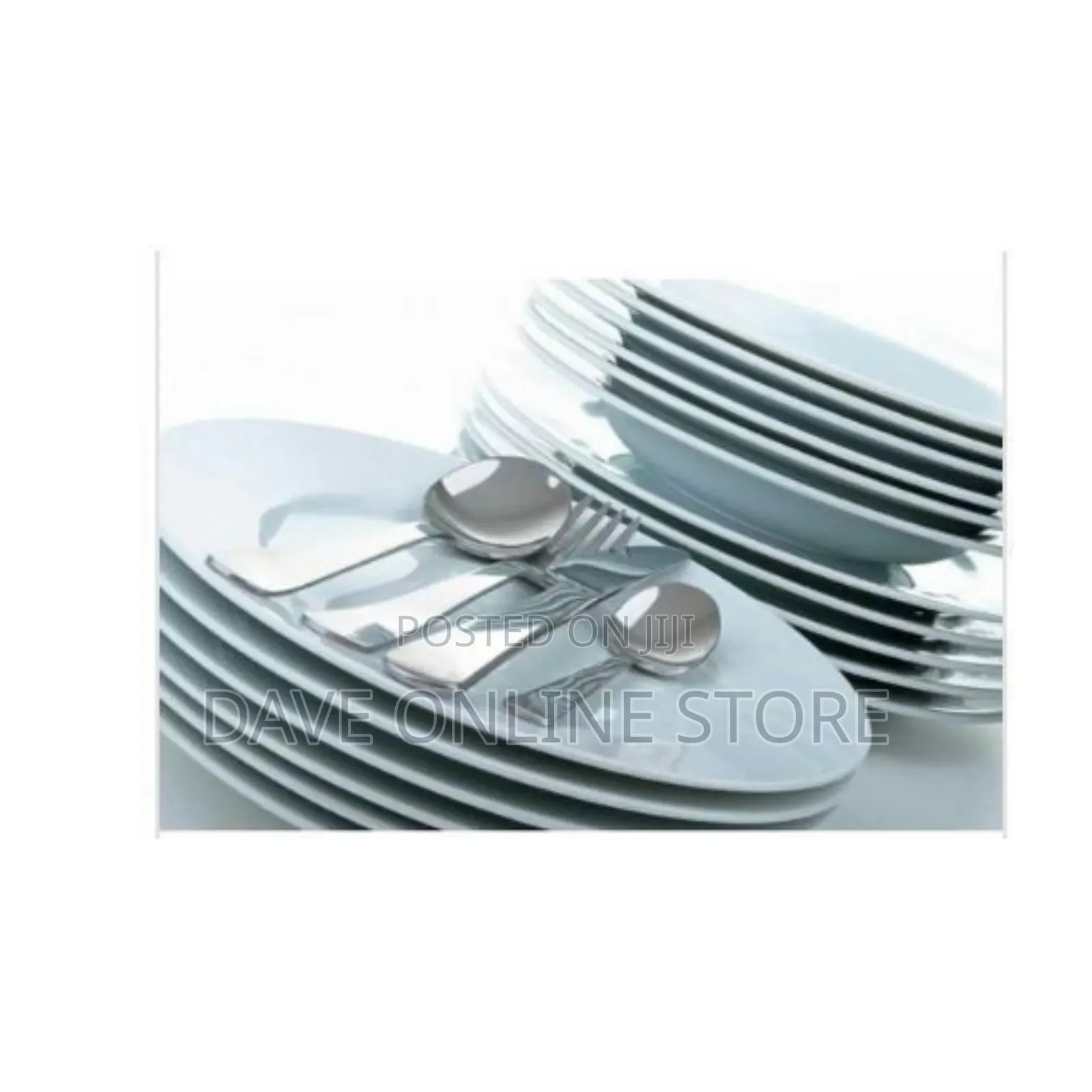 Dinner Set 49pcs Ceramic Dinner Set -White Silver