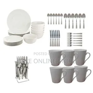 Dinner Set 49pcs Ceramic Dinner Set -White Silver