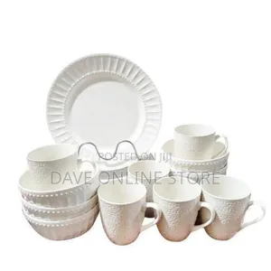 Dinner Set (Dinner Plates, Bowls ,Cups) -White 6 PCS Each