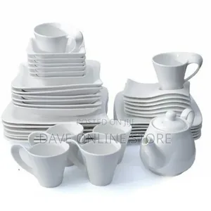 37 PCS of Square Plates, Bowls, Side Plates, Cups Dinner Set