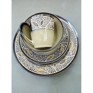 24peice Round Dinner Set - Brown