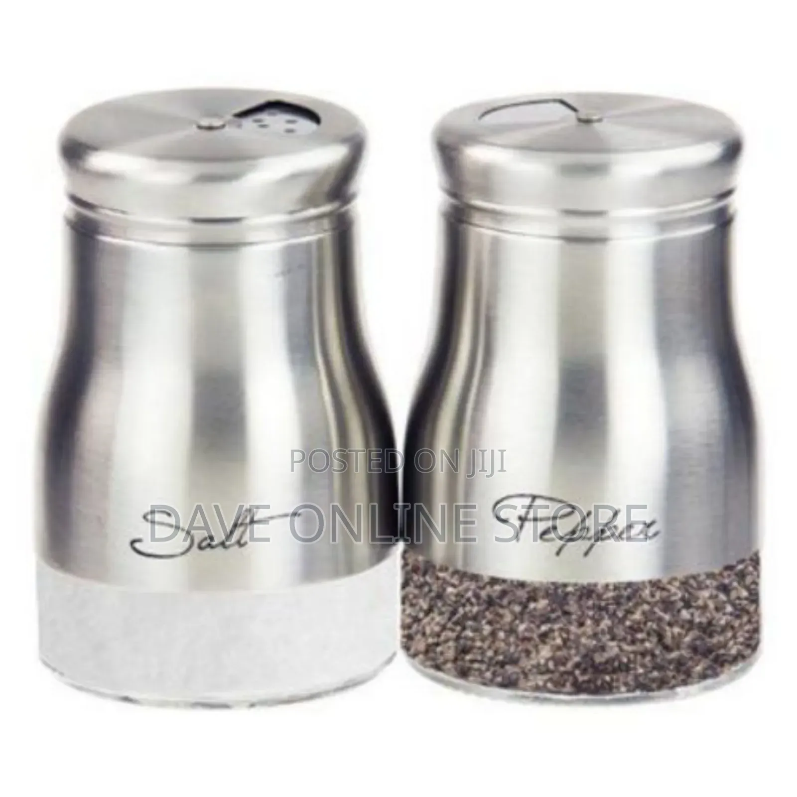 2 Pc Steel and Glass Pepper and Salt Shaker Set-Silver