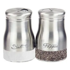 2 Pc Steel and Glass Pepper and Salt Shaker Set-Silver